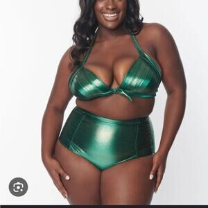 Unique Vintage swim hot pants in Gold